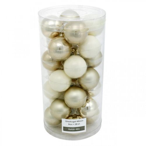 Prodotto Mix di palline per albero di Natale, decorazioni natalizie, mini decorazioni per albero bianco/madreperla H4,5 cm Ø4 cm vero vetro 24 pezzi