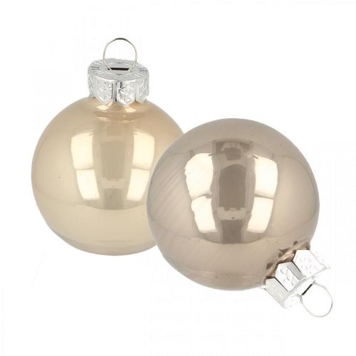 Floristik24 Palline per albero di Natale, mini palline per albero, mix di decorazioni natalizie beige/madreperla H4,5cm Ø4cm vero vetro 24 pezzi