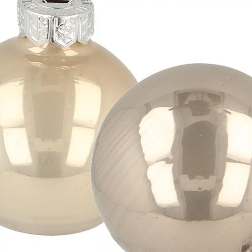 Floristik24 Palline per albero di Natale, mini palline per albero, mix di decorazioni natalizie beige/madreperla H4,5cm Ø4cm vero vetro 24 pezzi