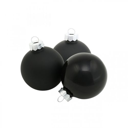 Mini palla per albero di Natale, mix di decorazioni per albero, palline di Natale nere H4,5 cm Ø4 cm vero vetro 24 pz