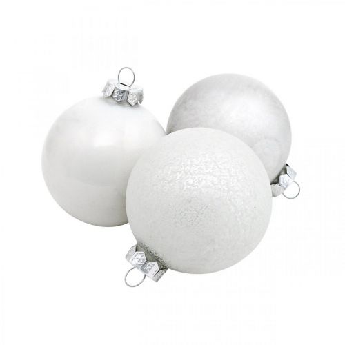 Floristik24 Ciondolo per albero, globo di neve, decorazione per albero di Natale, decorazione invernale bianco H4,5 cm Ø4 cm vero vetro 24 pezzi