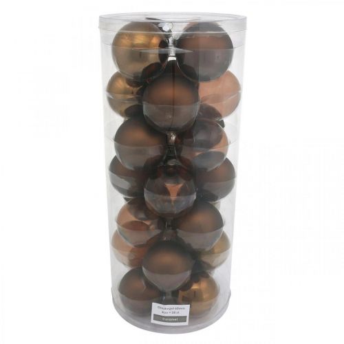 Floristik24 Palla per albero di Natale, decorazioni per albero, palline di Natale marroni H6,5cm Ø6cm vero vetro 24 pz