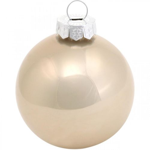 Floristik24 Palla per albero di Natale, decorazione per albero, palla di Natale beige/madreperla H6,5cm Ø6cm vero vetro 24 pezzi