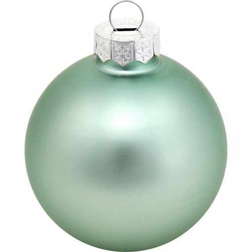Floristik24 Palla di Natale, decorazione dell&#39;albero, palla dell&#39;albero di Natale verde menta H6,5cm Ø6cm vero vetro 24 pz