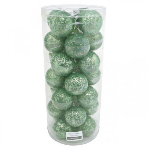 Prodotto Palla di Natale, decorazione per albero di Natale, palla di vetro verde marmorizzato H6,5cm Ø6cm vero vetro 24 pz