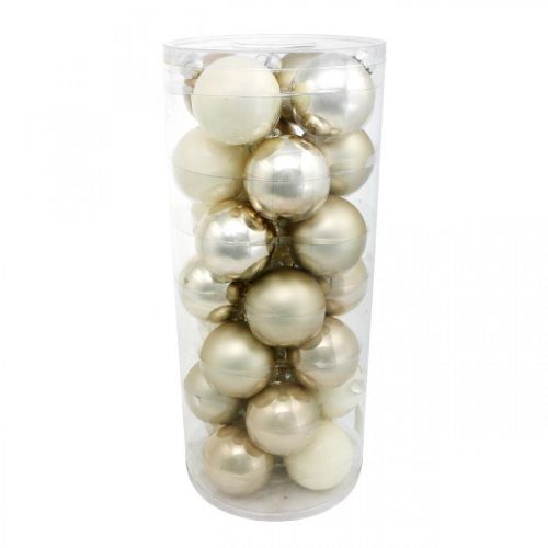 Prodotto Palla di Natale, decorazione per albero di Natale, palla di vetro bianco/madreperla H6,5cm Ø6cm vero vetro 24 pz