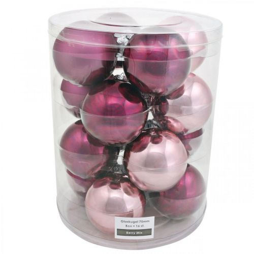 Prodotto Palle di Natale, decorazioni per l&#39;albero, palline di vetro viola H8.5cm Ø7.5cm vero vetro 12 pezzi