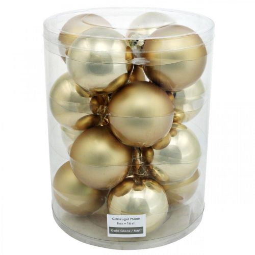 Prodotto Palla dell&#39;albero, decorazioni per l&#39;albero di Natale, palla di Natale dorata H8.5cm Ø7.5cm vero vetro 12 pezzi
