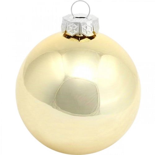 Floristik24 Palla dell&#39;albero, decorazioni per l&#39;albero di Natale, palla di Natale dorata H8.5cm Ø7.5cm vero vetro 12 pezzi