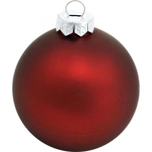 Floristik24 Palla di Natale, decorazione dell&#39;albero di Natale, palline di vetro rosso vino H8,5 cm Ø7,5 cm vero vetro 12 pezzi