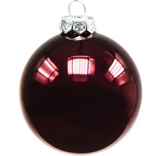 Floristik24 Palla di Natale, decorazione dell&#39;albero di Natale, palline di vetro rosso vino H8,5 cm Ø7,5 cm vero vetro 12 pezzi