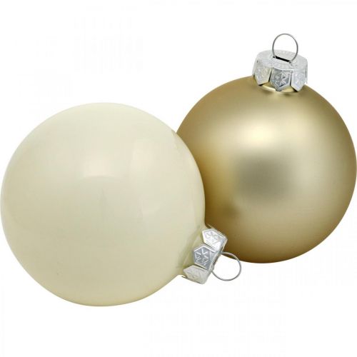 Floristik24 Mix di palline per albero di Natale, decorazioni natalizie, mini decorazioni per albero bianco/madreperla H4,5 cm Ø4 cm vero vetro 24 pezzi