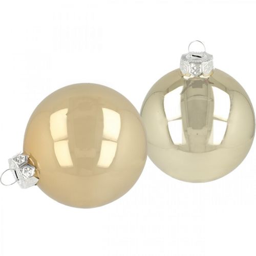 Floristik24 Palline per albero di Natale, decorazioni per l&#39;albero, palline di vetro bianco / madreperla H8.5cm Ø7.5cm vero vetro 12pz