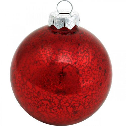 Prodotto Addobbi per l&#39;albero di Natale, ciondoli per alberi, palline di Natale rosso marmorizzato H8.5cm Ø7.5cm vero vetro 14pz