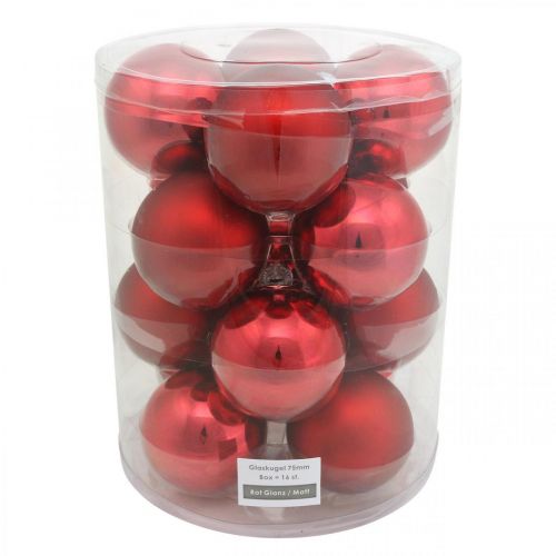 Prodotto Palla dell&#39;albero di Natale, decorazioni per l&#39;albero, palla di Natale rossa H8.5cm Ø7.5cm vero vetro 12 pezzi