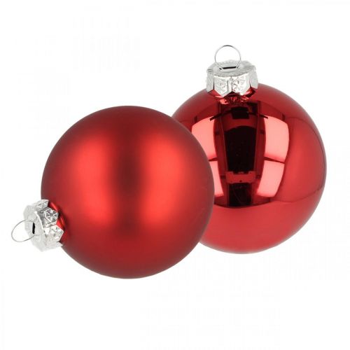 Prodotto Palla dell&#39;albero di Natale, decorazioni per l&#39;albero, palla di Natale rossa H8.5cm Ø7.5cm vero vetro 12 pezzi
