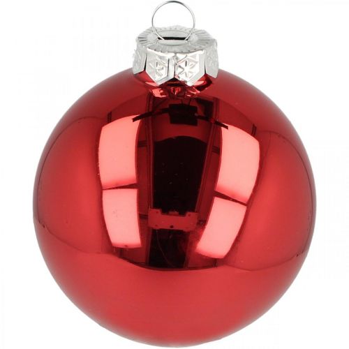 Floristik24 Palla dell&#39;albero di Natale, decorazioni per l&#39;albero, palla di Natale rossa H8.5cm Ø7.5cm vero vetro 12 pezzi