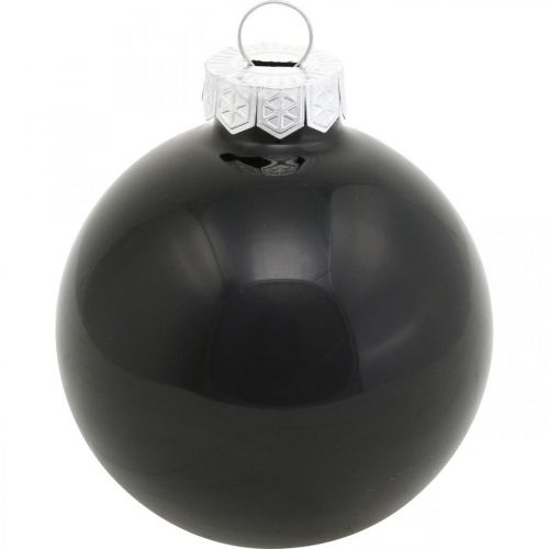 Prodotto Mini palline per albero di Natale, mix di decorazioni per alberi, palline di Natale nere H4.5cm Ø4cm vero vetro 24 pezzi