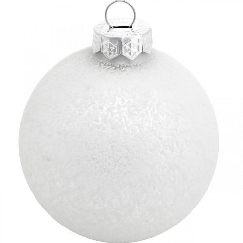 Prodotto Ciondolo per albero, globo di neve, decorazione per albero di Natale, decorazione invernale bianco H4,5 cm Ø4 cm vero vetro 24 pezzi