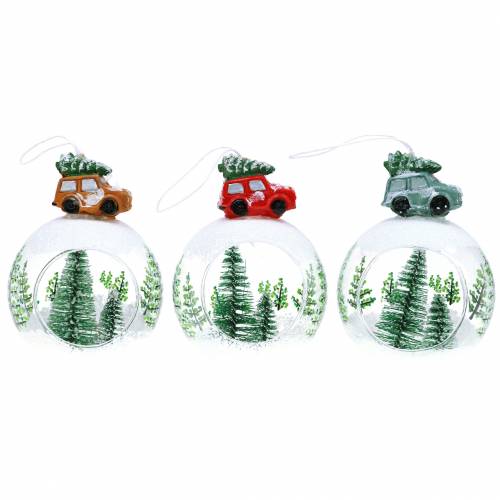 Floristik24 Sfera di vetro decorazioni per albero di Natale auto Ø8cm 3 pezzi