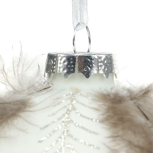 Floristik24 Palla di natale con decorazione a molla bianca Ø8cm 4 pezzi