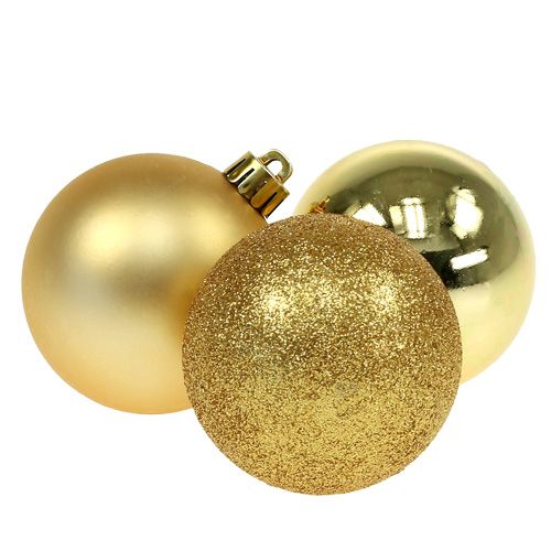 Floristik24 Palla di Natale plastica oro 6cm 10pz