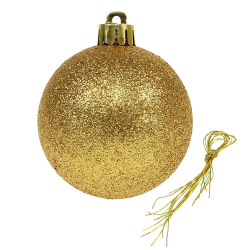 Floristik24 Palla di Natale plastica oro 6cm 10pz