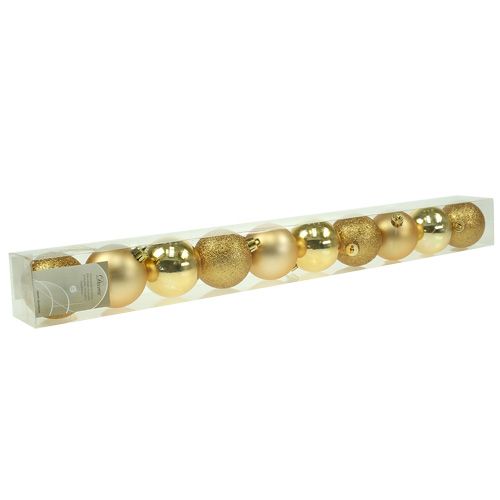 Floristik24 Palla di Natale plastica oro 6cm 10pz