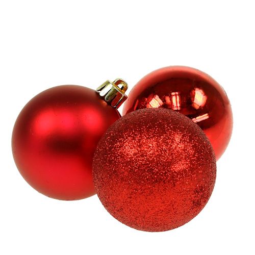 Floristik24 Palla di Natale plastica rossa 6cm 10pz