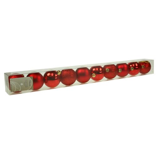 Floristik24 Palla di Natale plastica rossa 6cm 10pz