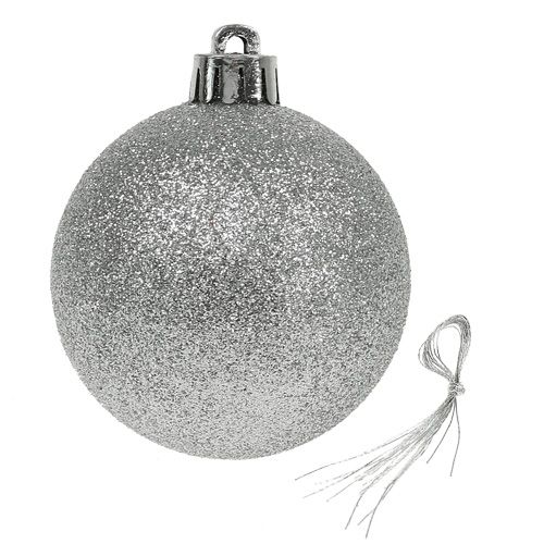 Prodotto Palla di Natale plastica argento 6cm 10pz