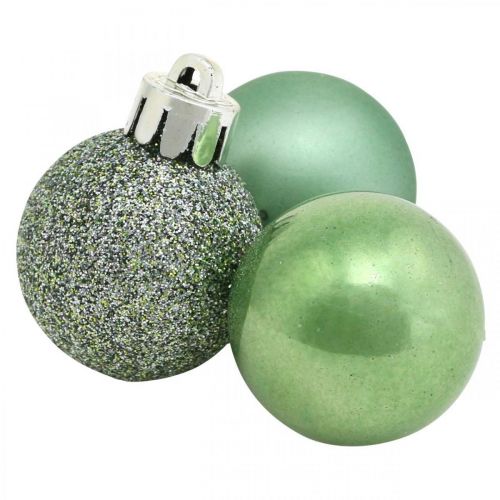Floristik24 Mix di palline per alberi, mini pallina di Natale, decorazione dell'Avvento verde Ø2,5 cm plastica 14 pezzi