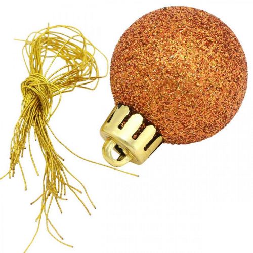 Floristik24 Mini palla per albero di Natale, mix di decorazioni per alberi, palla di Natale arancione Ø2,5 cm plastica 14 pezzi