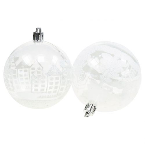 Floristik24 Palla di Natale plastica bianca, trasparente Ø8cm 2pz