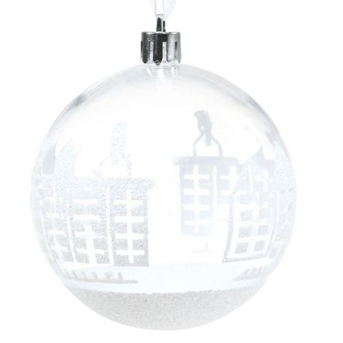 Floristik24 Palla di Natale plastica bianca, trasparente Ø8cm 2pz