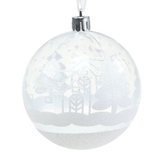 Floristik24 Palla di Natale plastica bianca, trasparente Ø8cm 2pz