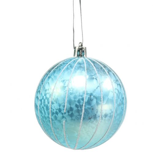 Floristik24 Palla di natale in plastica blu-turchese Ø8cm 2 pezzi