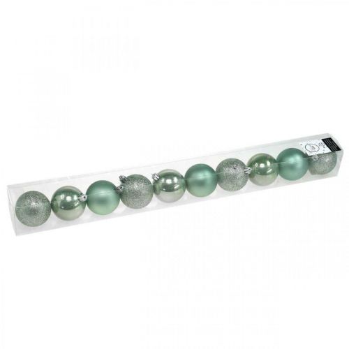 Floristik24 Palla di Natale verde mix di plastica Ø6cm 10 pezzi