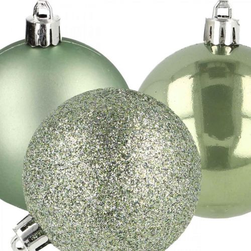 Floristik24 Palla di Natale verde mix di plastica Ø6cm 10 pezzi