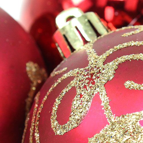 Floristik24 Palla di Natale in plastica rubino Ø70mm 8pz