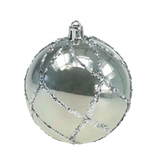 Floristik24 Palla di Natale plastica argento Ø8cm 2pz