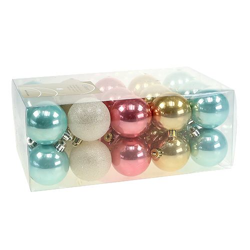 Floristik24 Set di palline di natale in plastica color pastello Ø6cm 30 pezzi