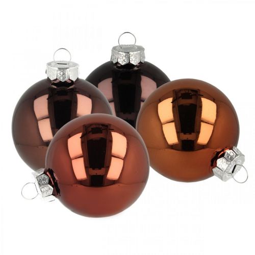 Floristik24 Palle dell'albero di Natale, decorazioni per l'albero, palla di Natale marrone H6,5 cm Ø6 cm vero vetro 24 pz