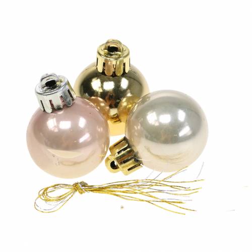 Floristik24 Decorazione per albero di Natale Palla di Natale Oro, bianco, rosa 3 cm 14 pezzi