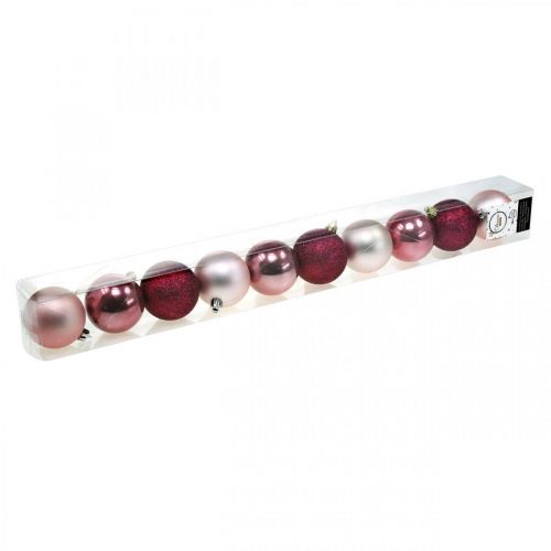 Floristik24 Palline di Natale, decorazioni natalizie, ciondoli albero rosa / rosa / rosa Ø5,5 cm plastica 10 pezzi