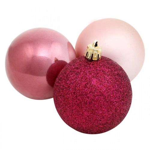 Floristik24 Palline di Natale, decorazioni natalizie, ciondoli albero rosa / rosa / rosa Ø5,5 cm plastica 10 pezzi
