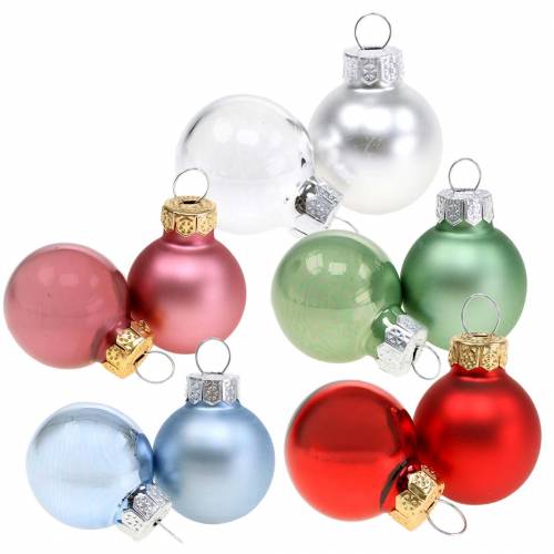 Prodotto Mini pallina di Natale opaca / lucida assortita Ø2,5cm 24 pezzi diversi colori