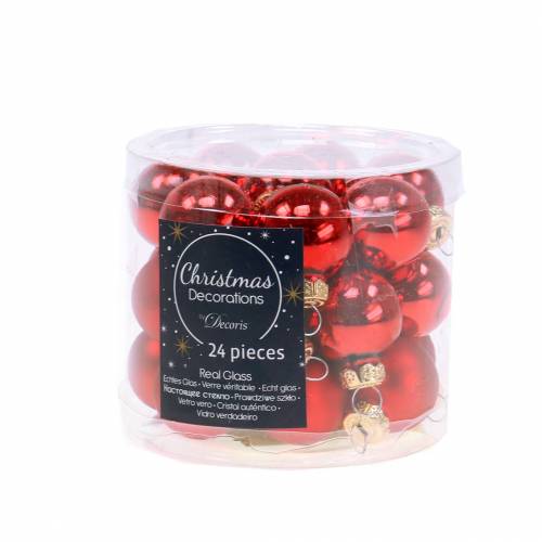 Prodotto Mini palline di Natale rosse assortite Ø2,5cm 24 pz