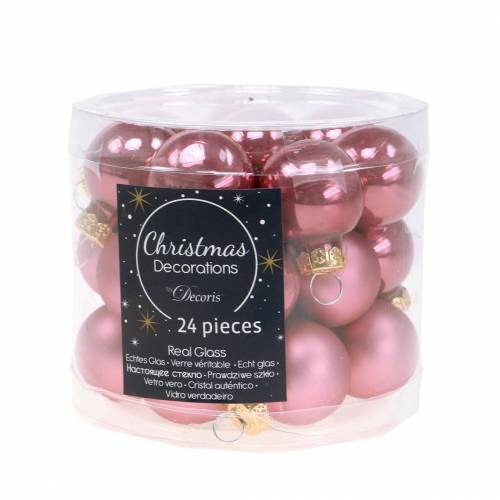Prodotto Mini palline di Natale rosa antico assortite Ø2,5 cm 24 pz