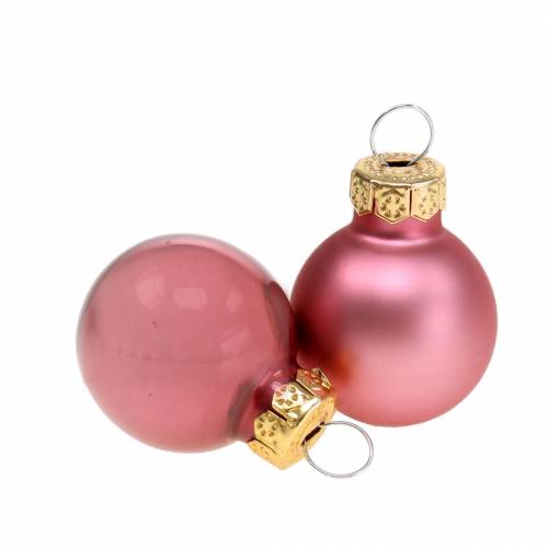 Floristik24 Mini palline di Natale rosa antico assortite Ø2,5 cm 24 pz
